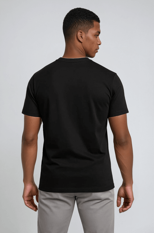 Herren Slim-Fit Mercerisiertes T-Shirt in Schwarz